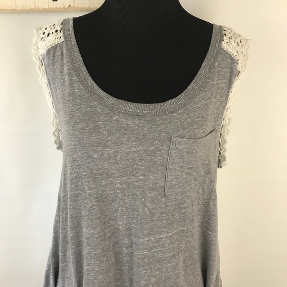 Free People gray tank with crochet back - Picture 3 of 6